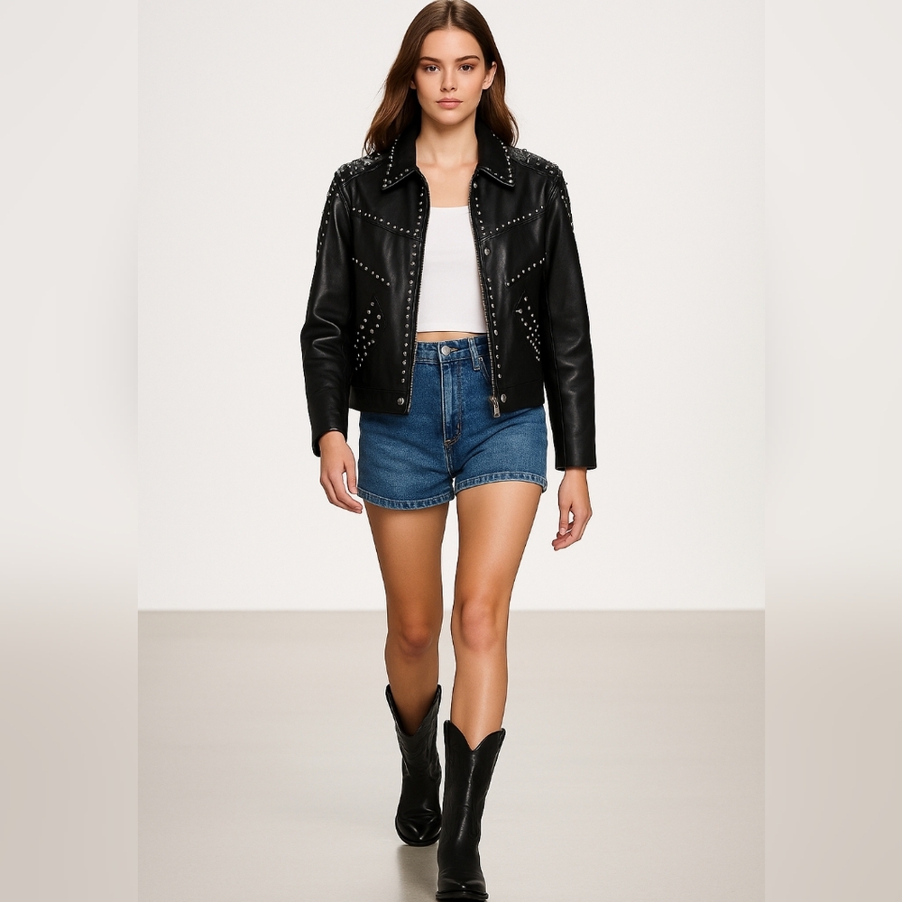 Maje Rare Leather Moto Jacket NWT 220Belvisa Western Tiger R size 40